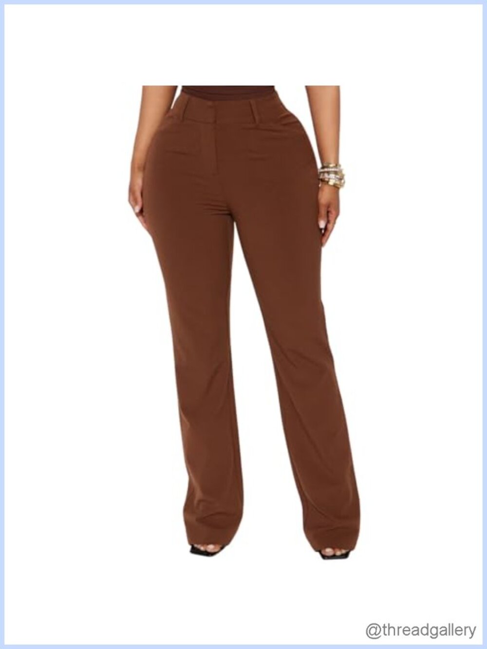 High Waist Bootcut Dress Pants Tailored Slim Fit Cotton Blend Work Trousers